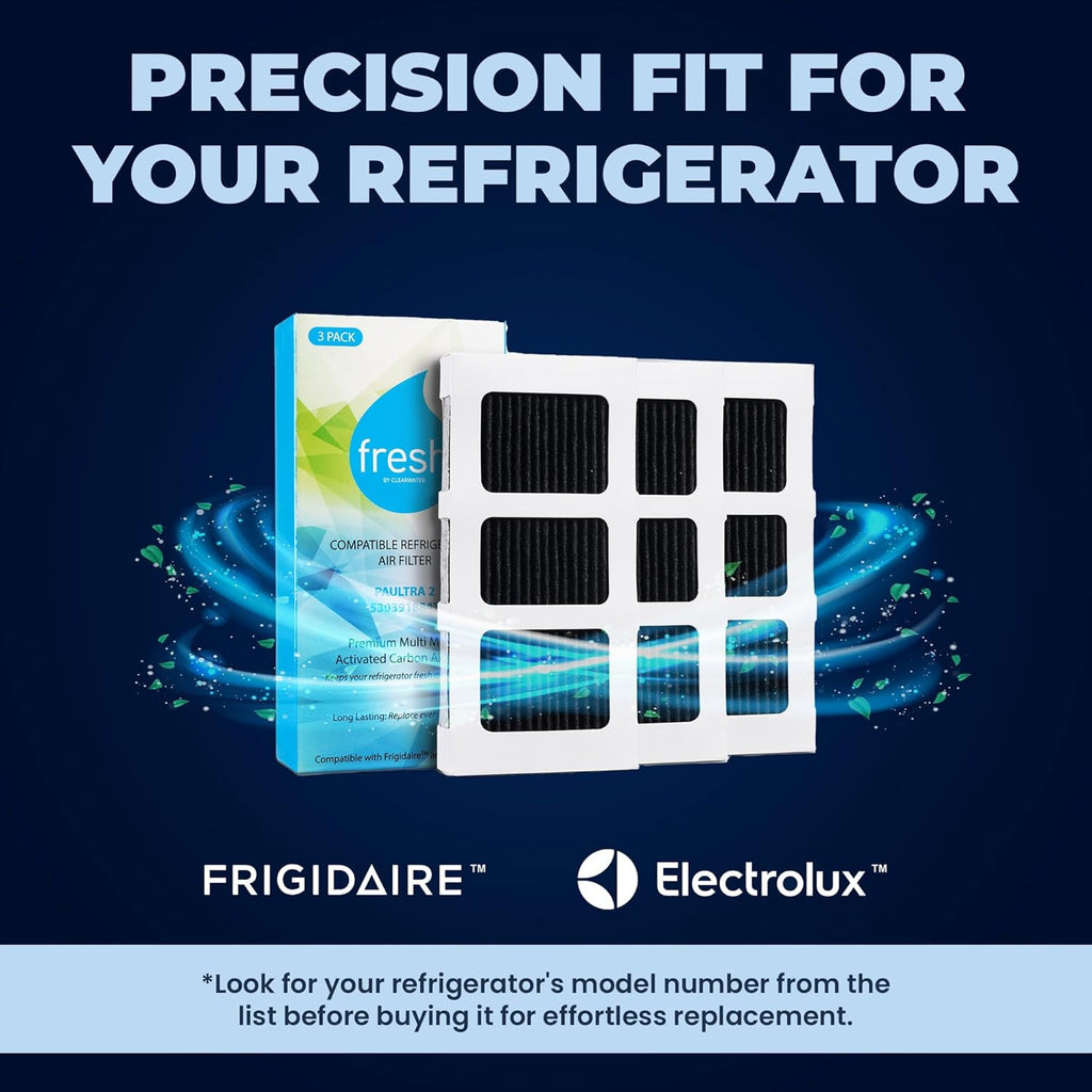 FRESH Paultra2 Refrigerator Air Filter Replacement for Frigidaire, Pureair Ultra 2, Pure Air Ultra 2, Pureair Ultra ll, Electrolux 242047805, 5303918847, EAP12364179 (3 Pack) Air filter by MIST