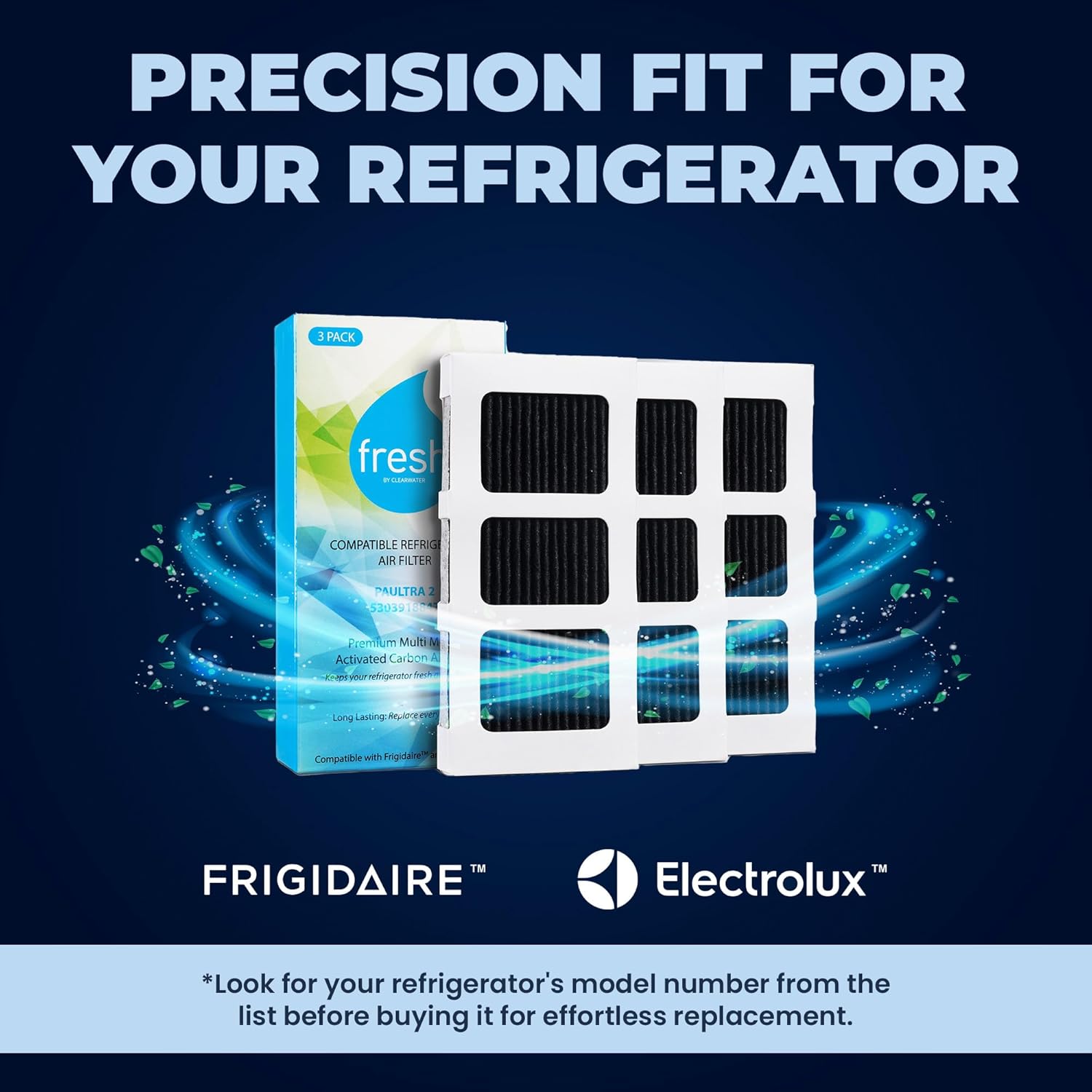FRESH Paultra2 Refrigerator Air Filter Replacement for Frigidaire, Pureair Ultra 2, Pure Air Ultra 2, Pureair Ultra ll, Electrolux 242047805, 5303918847, EAP12364179 (3 Pack) Air filter by MIST