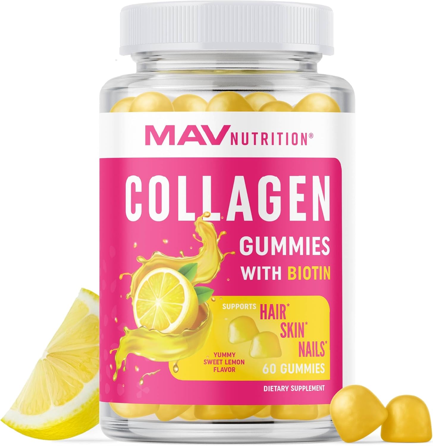Collage Gummie fo Wome 200m Hydrolyze Collage 2500mc Biotin Wit Vitami C Zin Ant Aging Hai Growth Skin Stron Nail Non-GM Gumm Vitami Supplement 6 Count