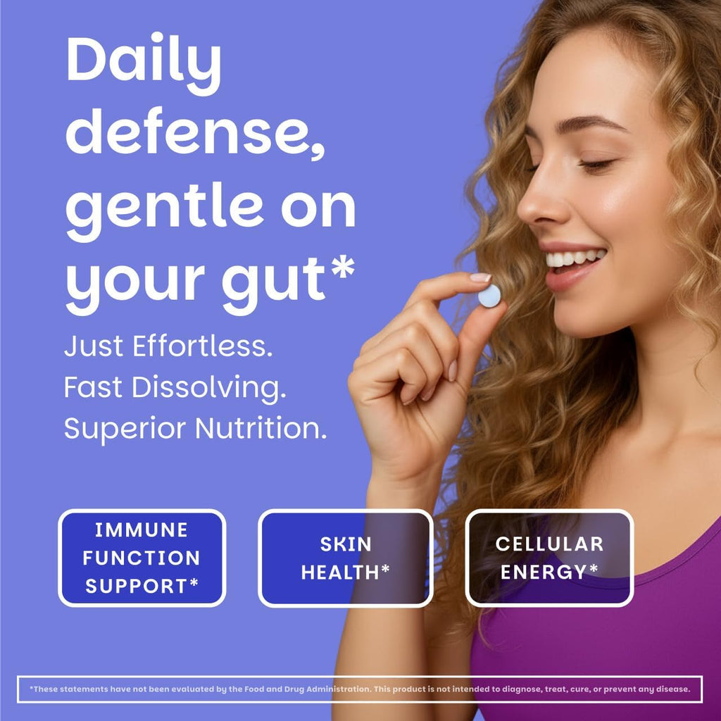 EZ Melts Zinc - Supplement for Immune, Digestive Skin Health Support - Non-GMO, Vegan Gluten-Free - Blueberry Blast - 60 Dissolvable Tablets (60 Servings)