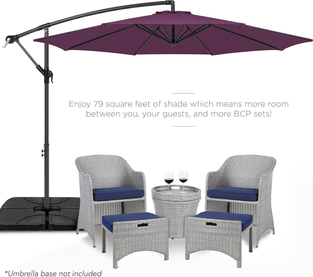 Best Choice Products 10ft Offset Hanging Market Patio Umbrella w/Easy Tilt Adjustment, Polyester Shade, 8 Ribs for Backyard, Poolside, Lawn and Garden