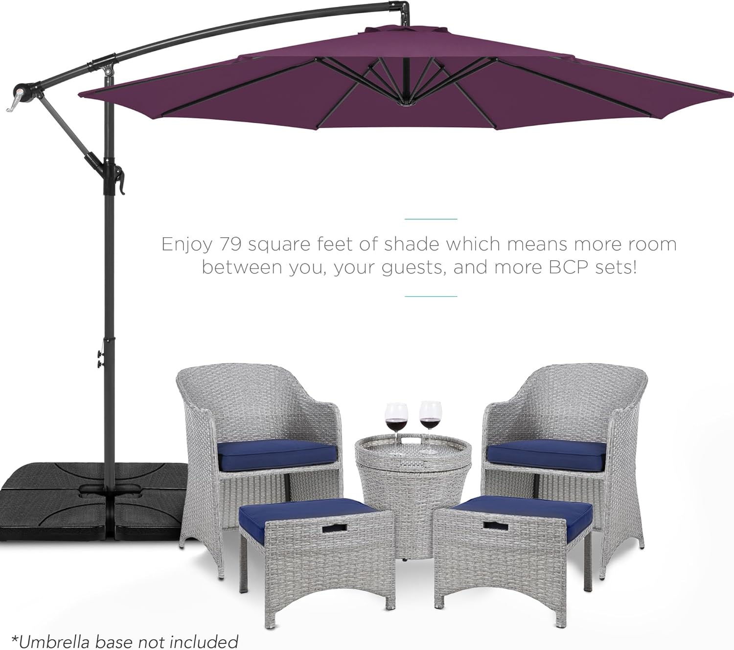 Best Choice Products 10ft Offset Hanging Market Patio Umbrella w/Easy Tilt Adjustment, Polyester Shade, 8 Ribs for Backyard, Poolside, Lawn and Garden