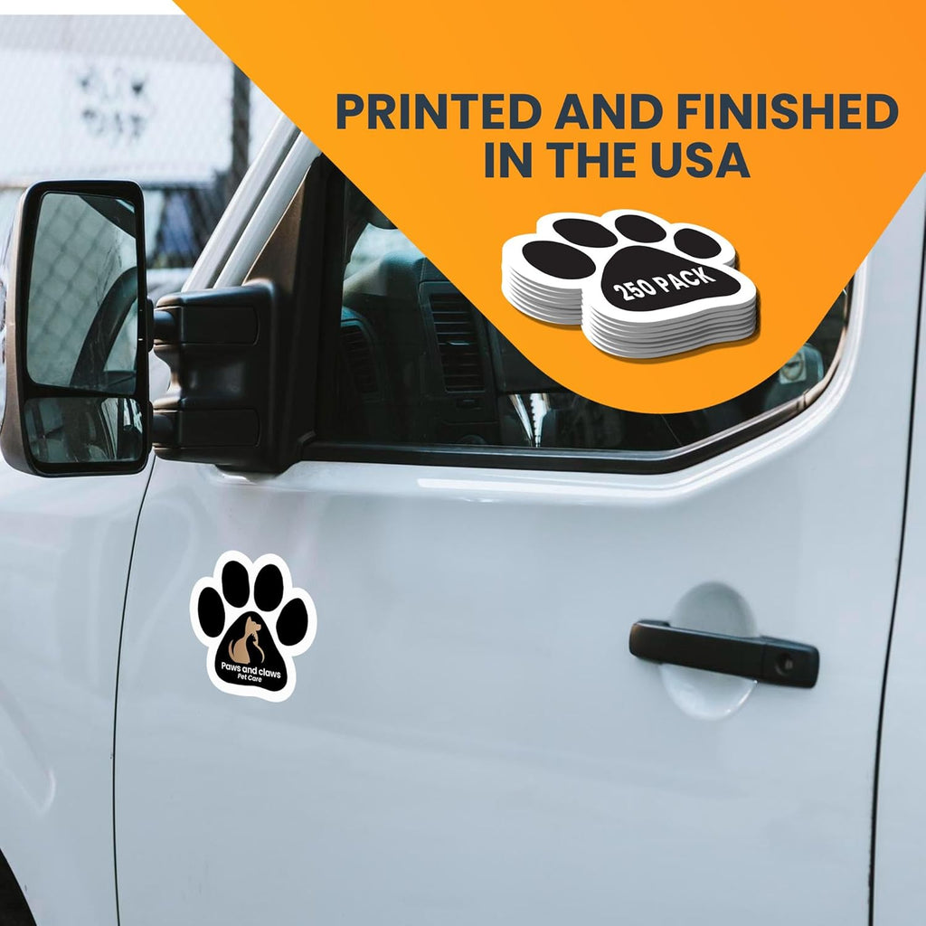 Magnet Me Up Custom 5 Inch Pawprint Magnet, 250 Pack, Customizable Magnet for Businesses, Personal Use, Choose Your Text, Upload Image, Magnetic Vinyl for Car and Any Magnetic Surface, Crafted in USA