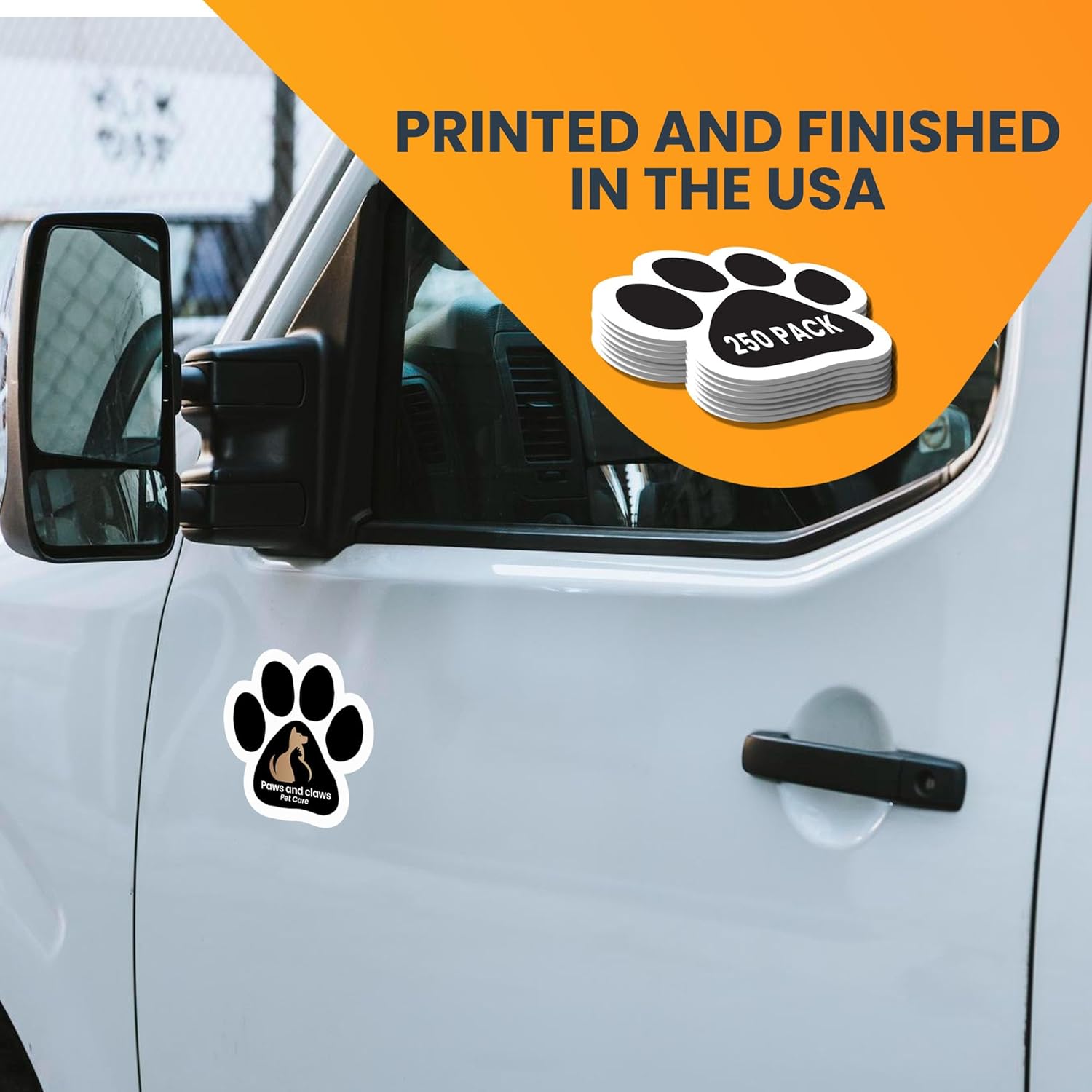 Magnet Me Up Custom 5 Inch Pawprint Magnet, 250 Pack, Customizable Magnet for Businesses, Personal Use, Choose Your Text, Upload Image, Magnetic Vinyl for Car and Any Magnetic Surface, Crafted in USA