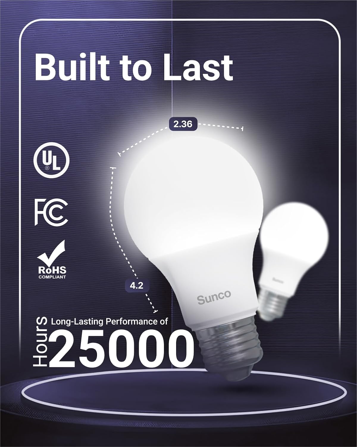 Sunco 10 Pack 3W=25W A19 LED Light Bulbs CRI91 6000K Daylight Deluxe, 250 Lumens, E26 Medium Base, Indoor Outdoor, Super Bright, Instant On, Frosted Lens, Lamp for Bedroom Dining Living Room UL.