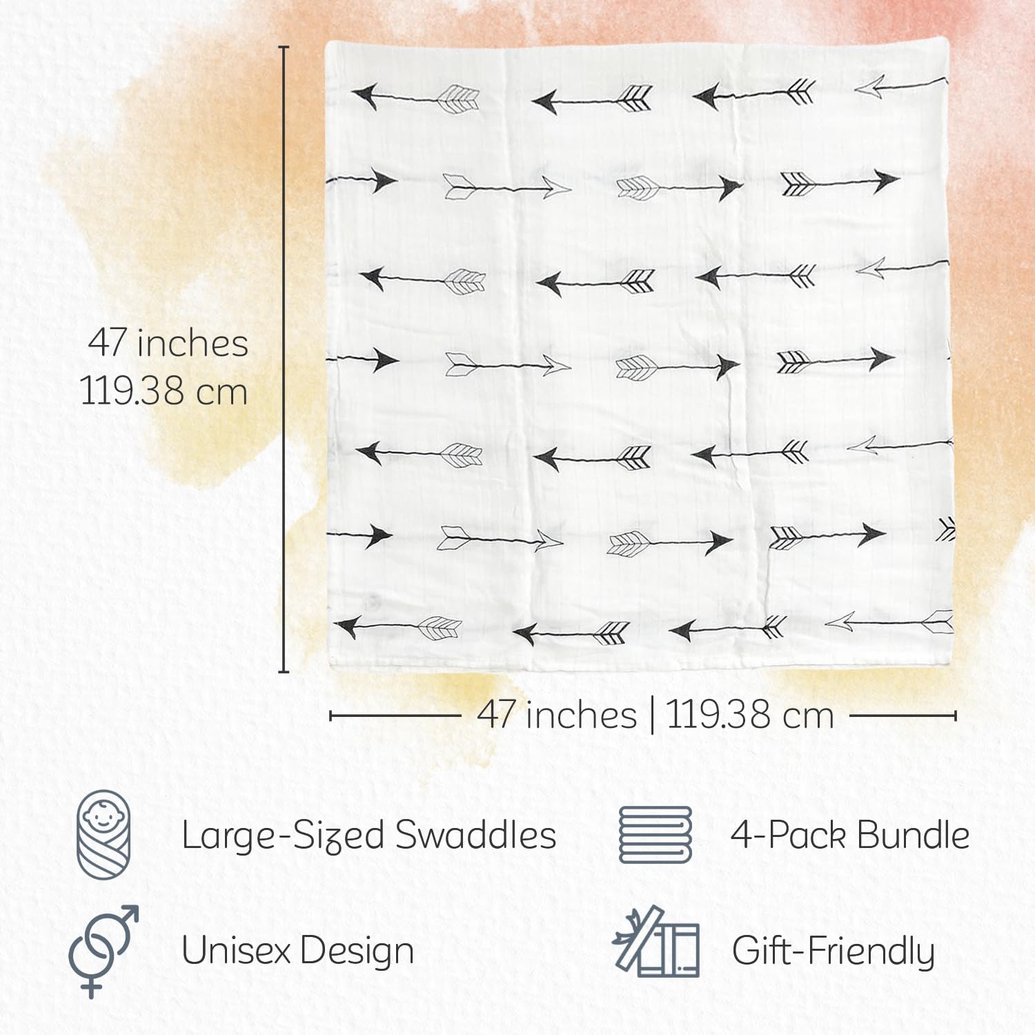KiddyCar Bab Musli Swaddl Nurser Blanke fo Newborn Ba Blanket fo Boys/girl Bab Cotto Blanke Gif fo Newbor Babie 4-Pack