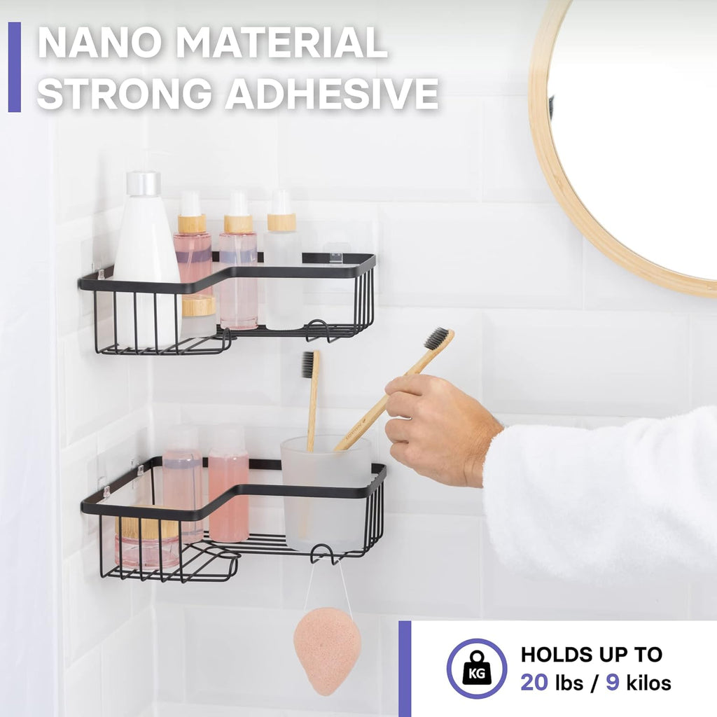 KINCMAX 4 Packs Strong Sticky Waterproof Heavy-duty Wall Adhesives Nail Free Transparent Adhesive Pad No-trace Wall Stick Adhesives Hook Strip for Shower Caddy, Kitchen Racks, Bathroom Storage Shelves