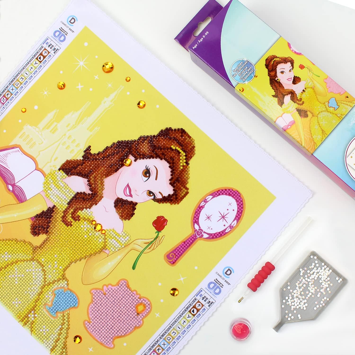 Diamon Dot Disne Bell Beaut an Th Beas Diamon Paintin Kit fo Adult Diamon Ar Kit Relaxin Creativ Craf Ki wit Dot Gem 12.6inchx12.6inch