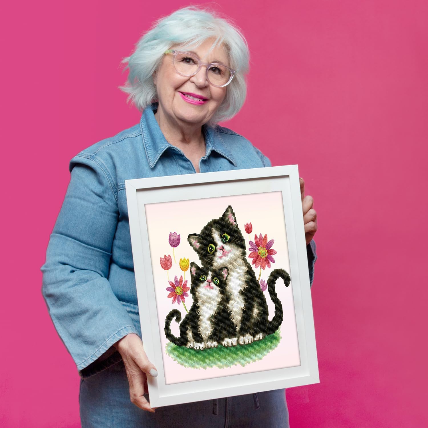 DIAMON DOT Kitt Son Cat Diamon Paintin Kit fo Adult Diamon Ar Kit Relaxin Creativ Craf Ki wit Dot Gem 16.5inchx14.6inch