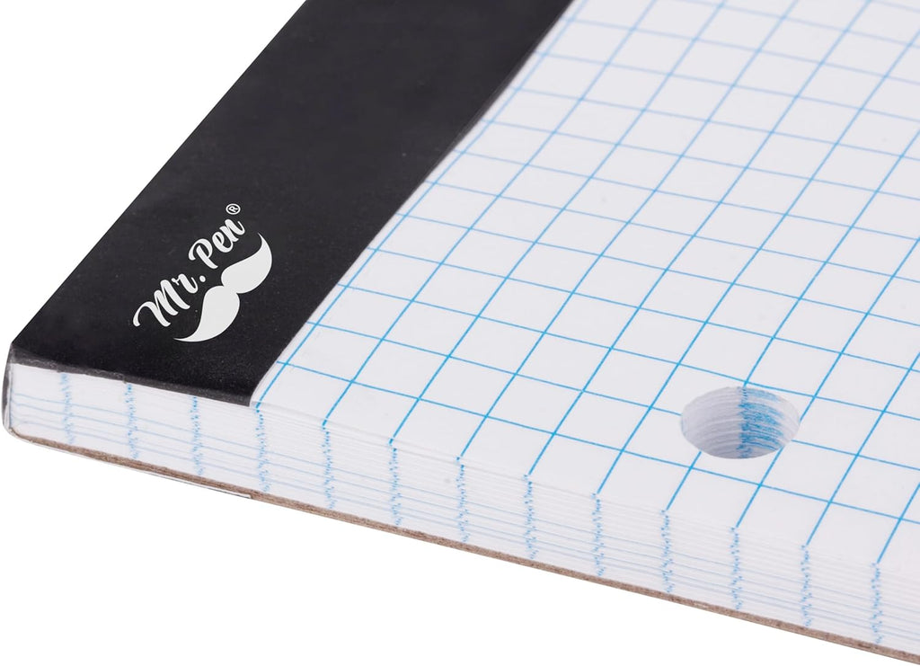 Graph Paper Pad 11inchx8.5inch, 5x5 Quad-Ruled Graph Paper, 5 Squares per Inch, Grid Paper Pad, 3-Hole Punched, 11 Inch x 8.5 Inch, 55 Sheets, White