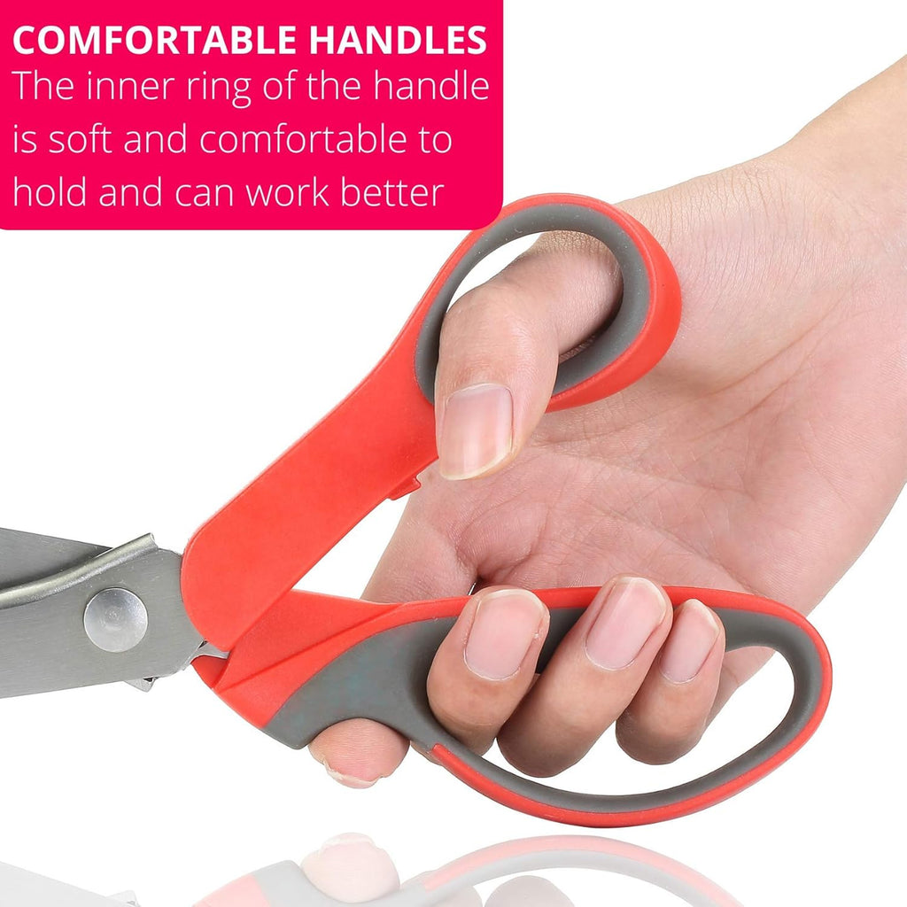 Pinkin Shear Comfor Grip Craft Zi Za Cu Sewin Scissors Scallope Scissor fo Fabric Professiona Handhel Dressmaking Suitabl fo Man Kind o Fabric an Paper
