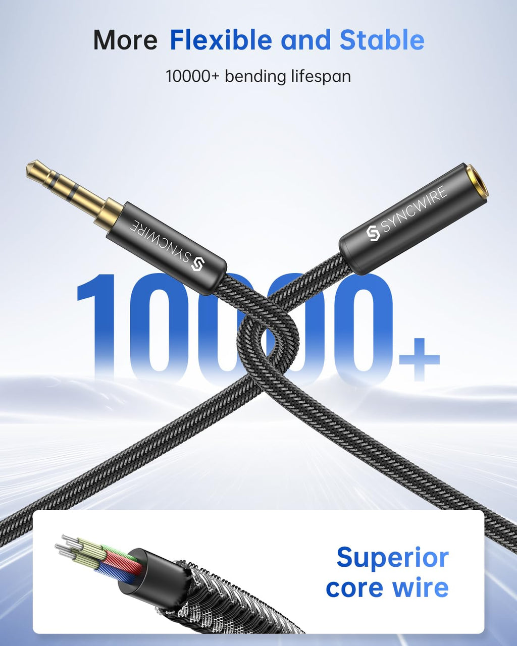 Headphon Extensio Cabl 6F [Hi-F Sound][Gol Plate Jack][TRS Nylon-Braide 3.5m Mal t Femal Audi Extensio Cor Compatibl wit iPhon iPa Smartphon Tablet Medi Players