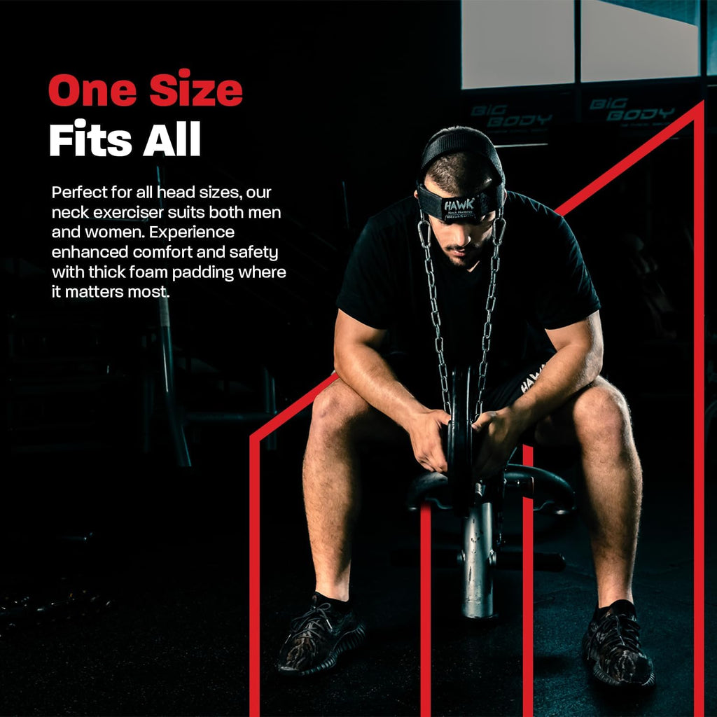 Haw Sport Nec Harnes fo Me an Wome wit Adjustabl Nec Stra an 30inc Stee Chai fo Safel Liftin Weight U t 15 lbs. Nec Exercis Equipmen fo Muscl Growt an Strengt Training