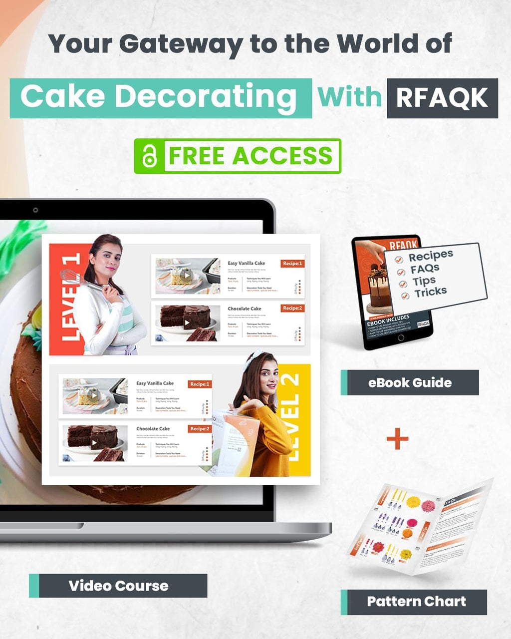 64PC Cak Decoratin Ki wit Leveler Bakin Supplie Gif Include Cak Stan Turntable 2 Numbere Icin Tips 30+ Pipin Bags Frostin Spatulas Scrappers Vide Cours Booklet