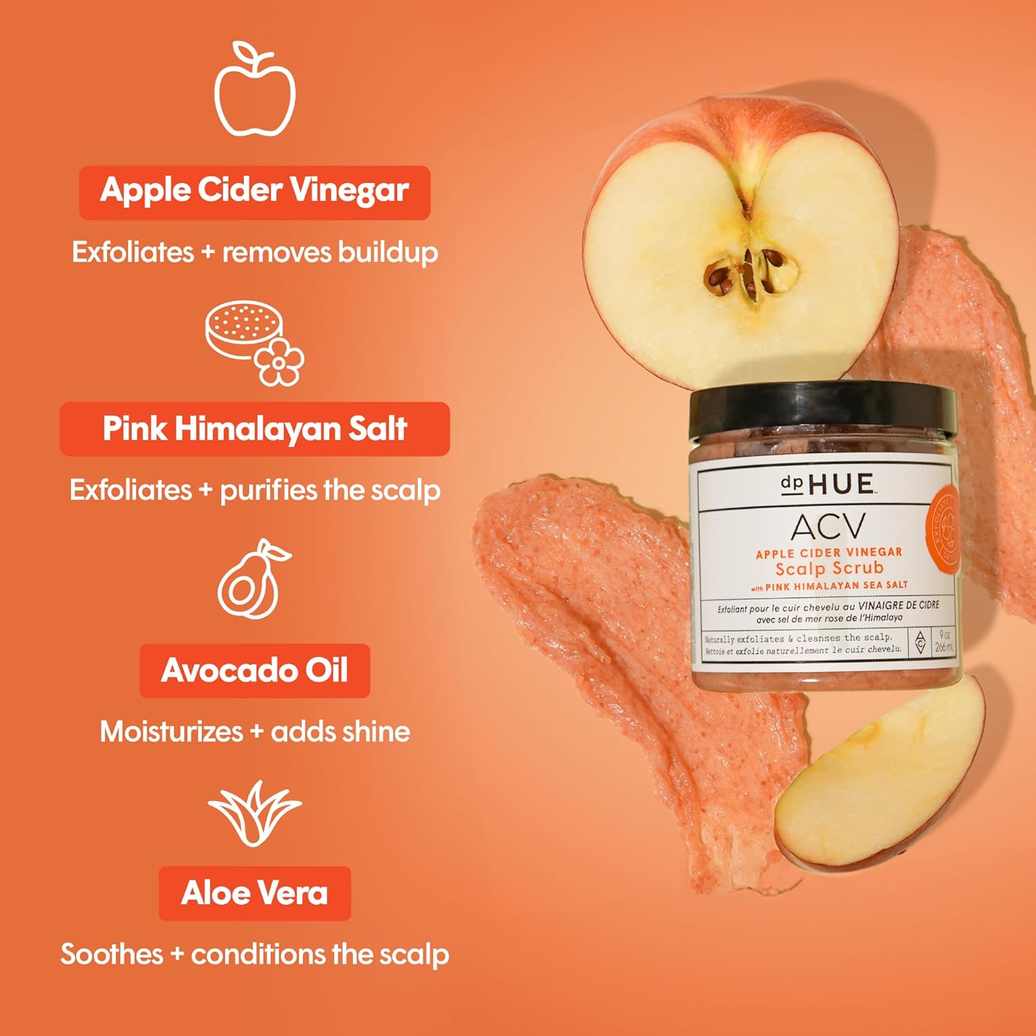dpHU Appl Cide Vinega Scal Scru  oz Pac o  Natura Exfoliatin Scru Dr Scal Treatmen Wit Pin Himalaya Se Salt Alo Ver Avocad Oi Glute Free Vegan