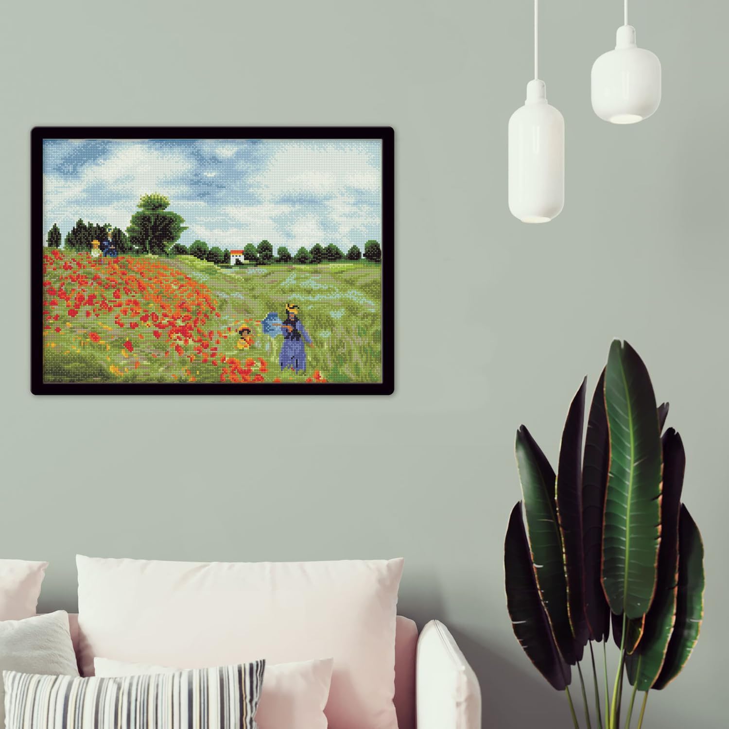 DIAMON DOT Popp Field (apr? Monet Diamon Paintin Kit fo Adult Diamon Ar Kit Relaxin Creativ Craf Ki wit Dot Gem 22x16
