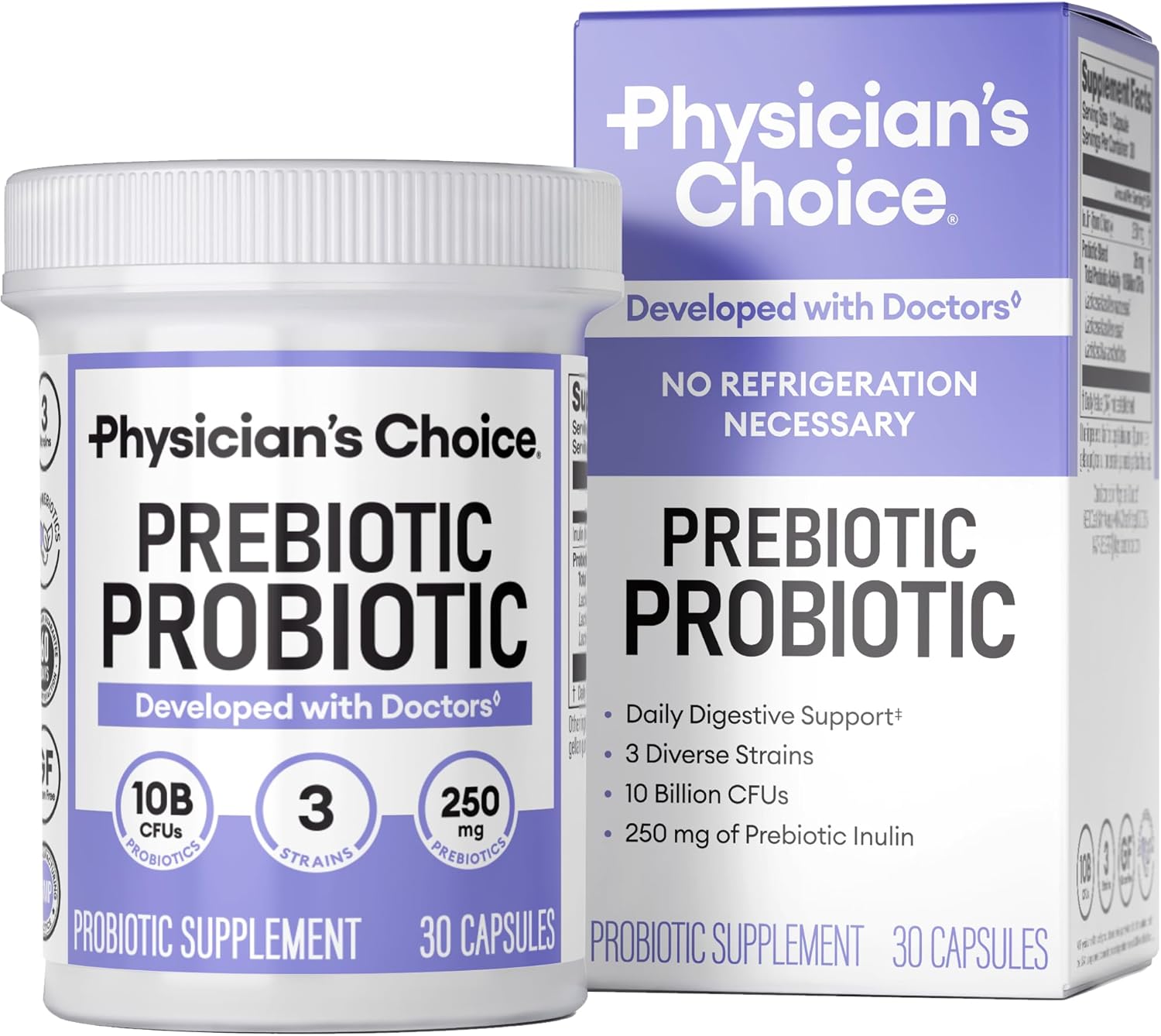 Physician' CHOIC Prebiotic-Probioti Multi-Strai Probiotic Synergisti Prebiotic -Designe fo Digestiv Health Supportin Gu Microbiom Powerfu PrePr fo Gu Healt fo Wome Men