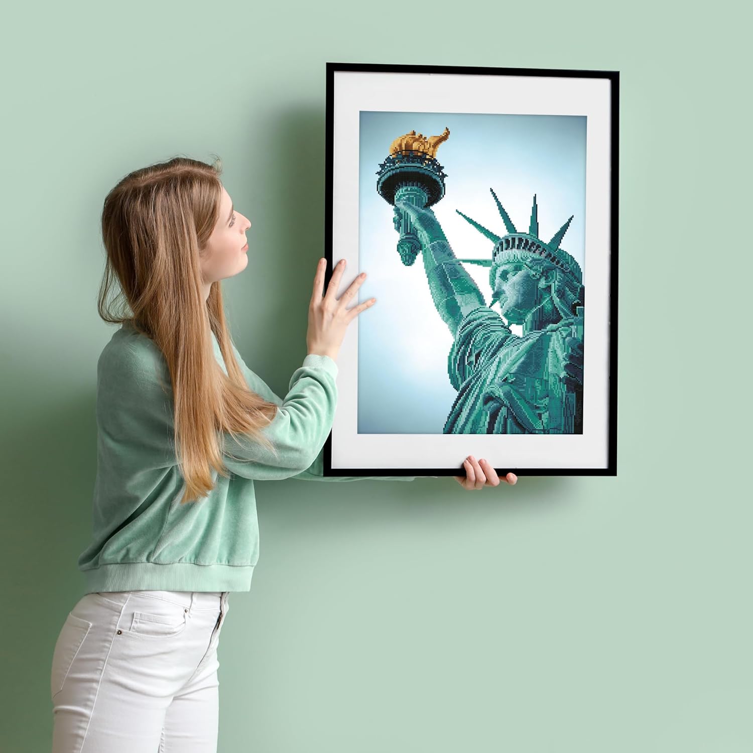 DIAMON DOT Statu o Libert Diamon Paintin Kit fo Adult Diamon Ar Kit Relaxin Creativ Craf Ki wit Dot Gem 18x27