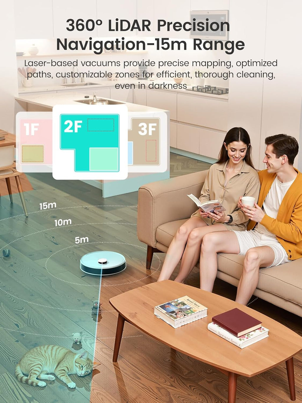Lefant Robot Vacuum and Mop, 12000Pa Suction, Self Emptying, Auto Mop Washing and Drying for Hands-Free, Anti-Tangle Brushes, Dual Spinning Mop for Pet Hair Dust, Wi-Fi/App/Alexa/iWatch Control, M3
