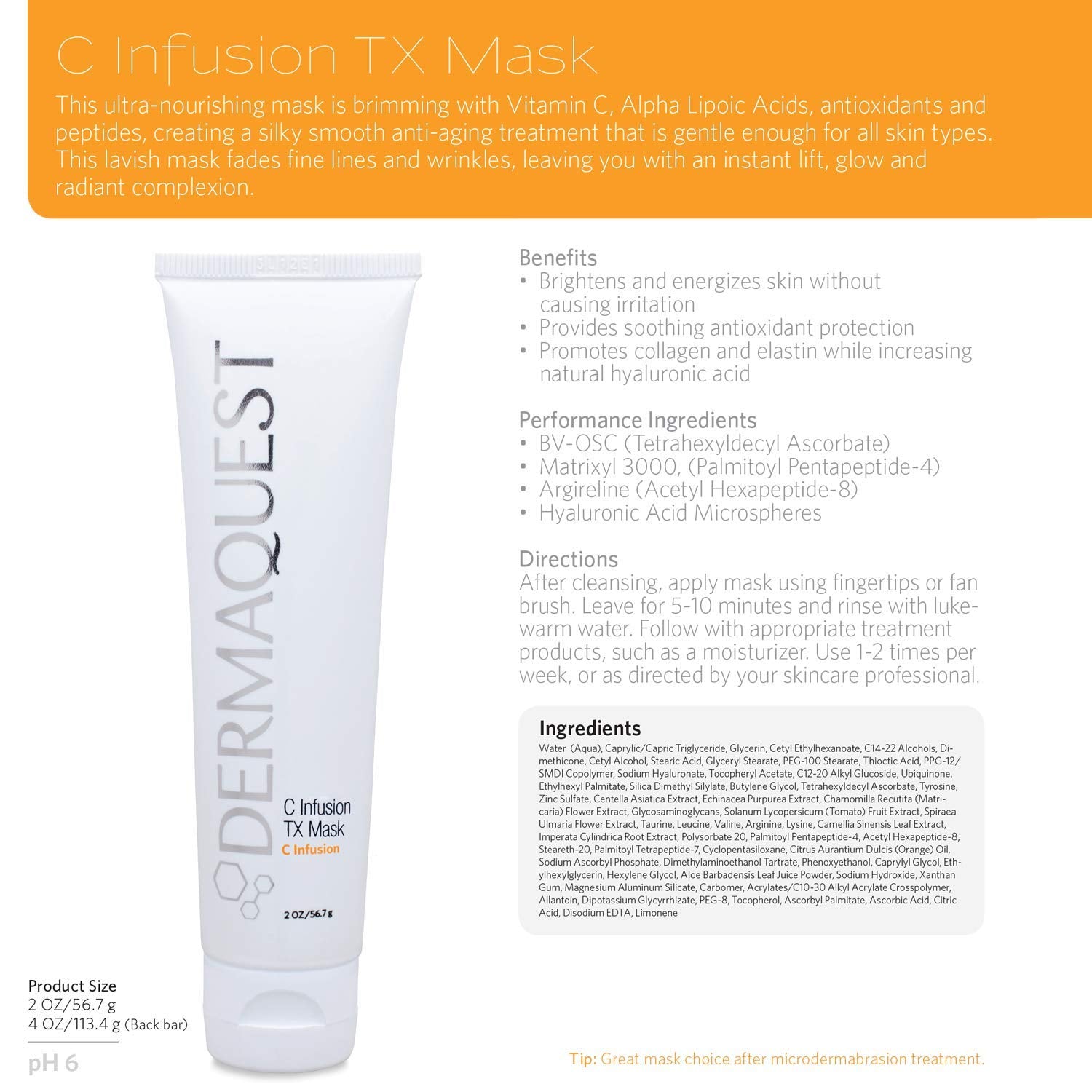 DermaQues Infusio T Ant Agin Vitami Fac Mas Brightenin Energizin Por Minimizin Facia Mas Fo Wome Me (2oz)