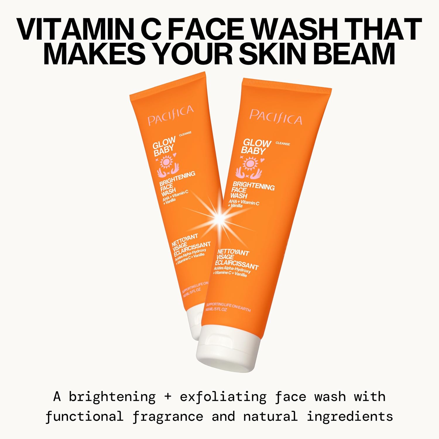 Pacific Beaut Glo Bab VitaGlo Fac Lotio an Brightenin Fac Was Set Skincare Vitami an E AHA Exfoliator Cleanser Hydrating Moisturizer Vegan 1. f o an f o (Se o 2)