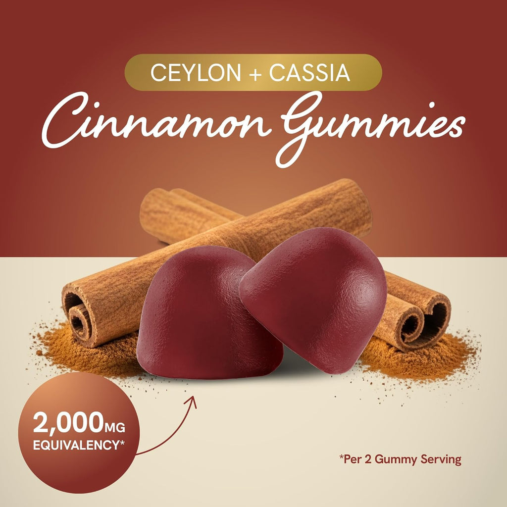 Sugar-Fre Cinnamo Gummie 2000M wit Ceylo Cinnamo Cassi Comple Sugar-Fre Lifestyl Supplemen Guilt-Fre Appl Pi Flavo wit Chromiu Vegan Non-GMO Gluten-Fre 6 Gummies