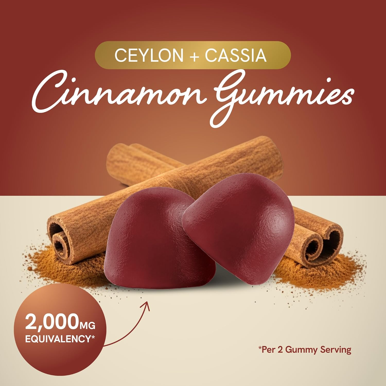 Sugar-Fre Cinnamo Gummie 2000M wit Ceylo Cinnamo Cassi Comple Sugar-Fre Lifestyl Supplemen Guilt-Fre Appl Pi Flavo wit Chromiu Vegan Non-GMO Gluten-Fre 6 Gummies