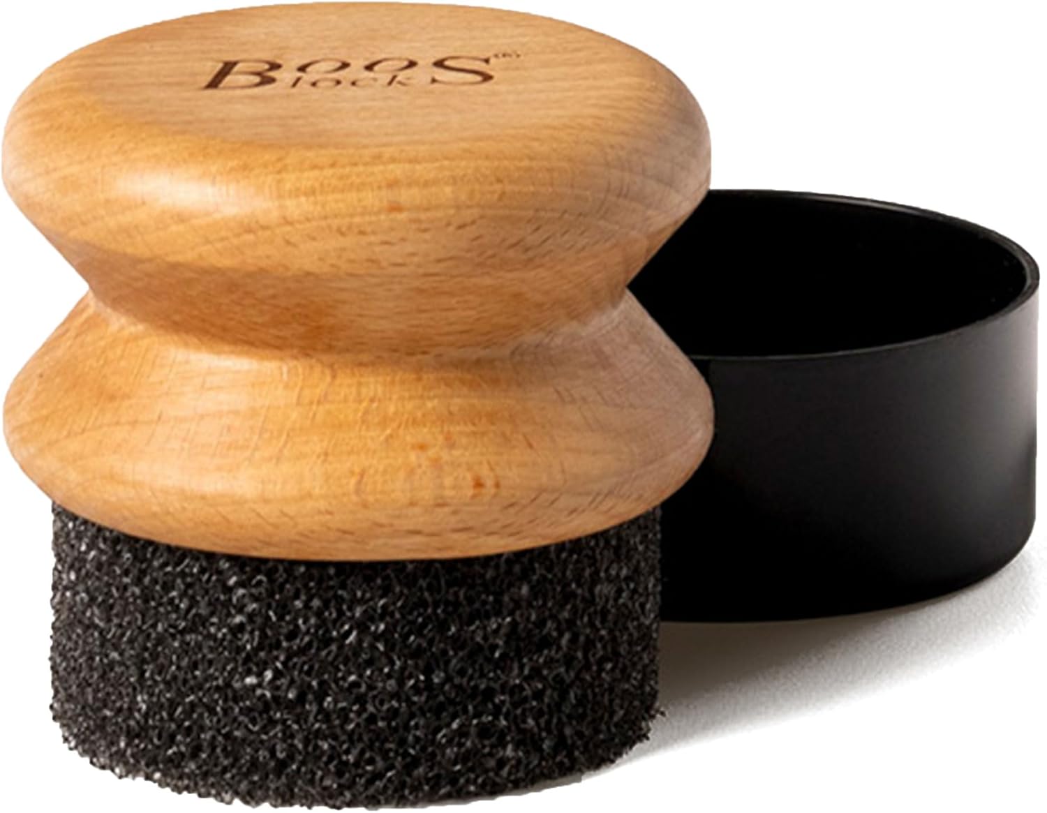 John Boos Oil Cream Round Applicator for Wood Cutting Boards, Butcher Blocks Utensils, Beechwood - Solid Hardwood Handle, Silver Ion-Treated Sponge, Storage Cap, Easy and Even Application