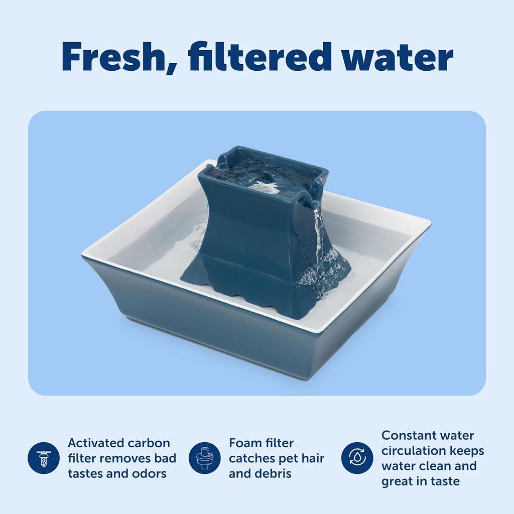 PetSaf Drinkwel Pagod Fountai Hygieni Cerami Continuou Flowin Fountai Elevate Uppe Bow Doubl Free-Fallin Strea Desig Minimalis Pe Hydratio Statio 7 o Capacity