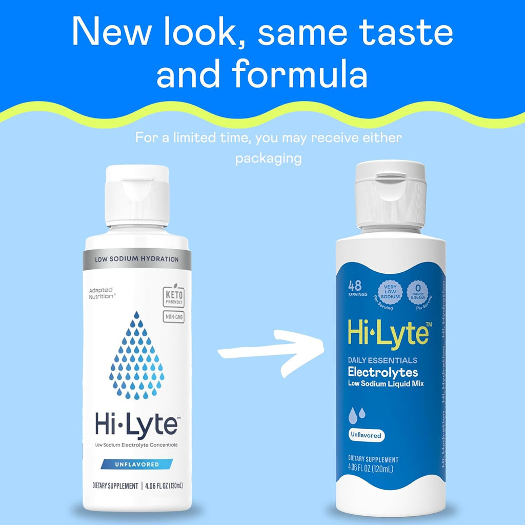 Hi-Lyte Low Sodium Electrolyte Supplement for Immune Support, Fasting and Rapid Hydration | 48 Servings | Magnesium, Potassium, Zinc | Unflavored Mineral Taste Drops