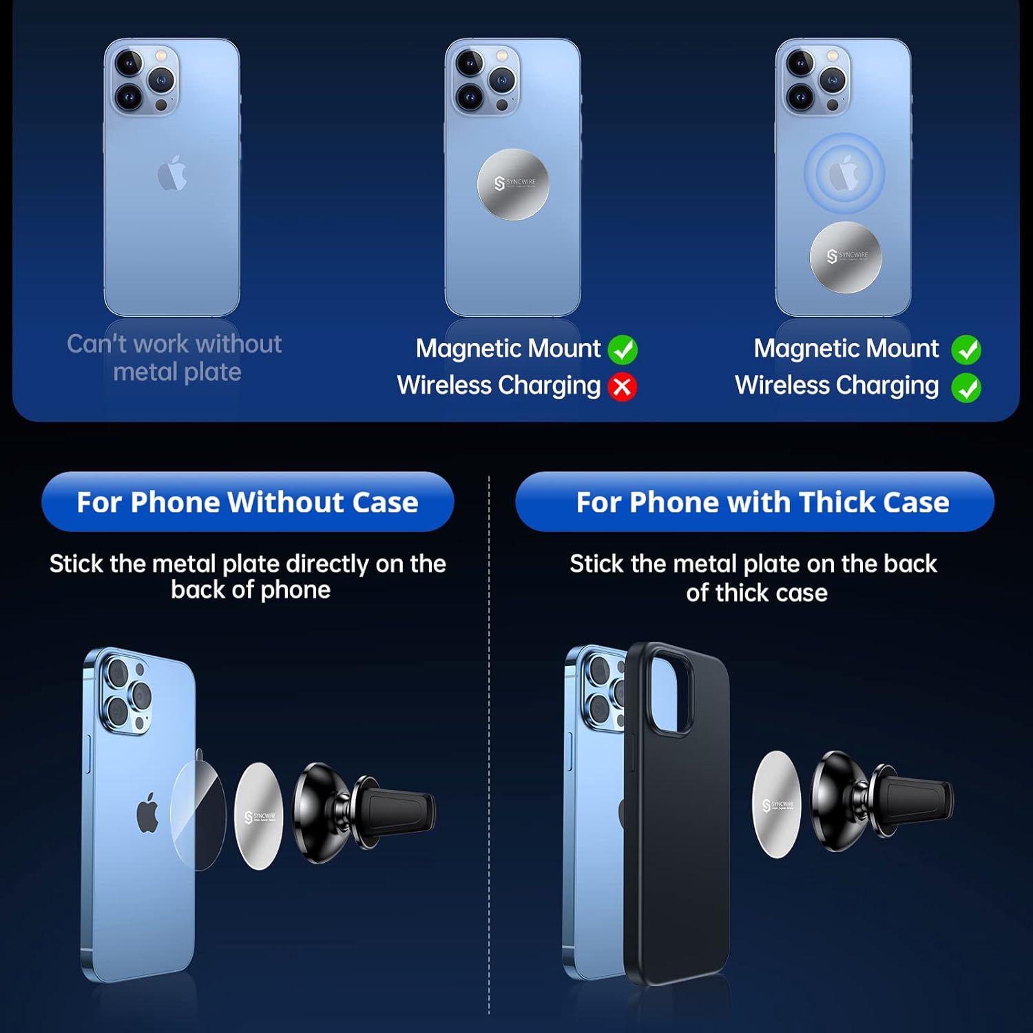 Magneti Phon Holde fo Car Supe Stron Magne Phon Holde Moun Ai Ven 360 Rotatabl Cel Phon Holde Moun fo Ca Compatibl iPhon 1 1 1 1 1 1 1 Pr Max X XR,Android