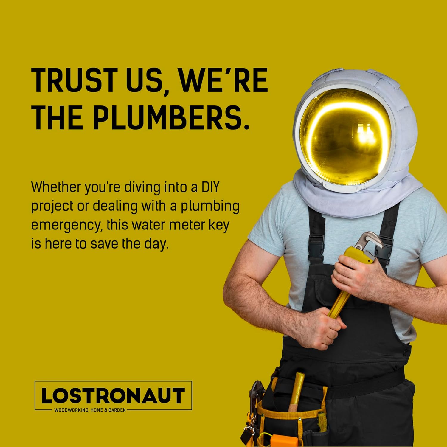 LOSTRONAUT 12inch Water Meter Key - Professional Garden and Plumbing Tool for Opening and Closing Valves with Ease - with Reinforced Steel T-Handle and 4-Way Spigot Selector for Versatile Applications