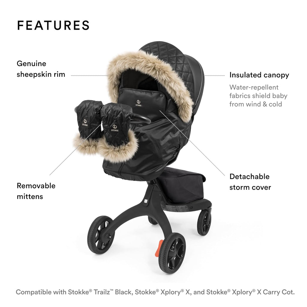 Stokk Xplor Winte Kit Ony Blac Protect Bab fro Col Weathe Win Include Fleec Mitten fo Parent PFC-Fre Fabrics Reflectiv Zipper Genuin Sheepski Rims