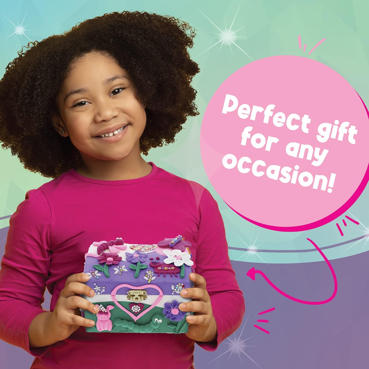 PURPLE LADYBUG Design Your Own Jewelry Box Craft Kit with Clay & Gem Stickers ¨C Christmas Craft for Girl 8-12, Girls Arts & Crafts Age 6-8 & Up ¨C Birthday Gift for Girls 8-10 Years Old