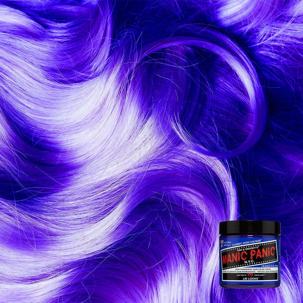 MANIC PANIC Classic Lie Locks Semi Permanent Hair Color - Medium Indigo Purple Hair Dye for Women & Men That Lasts 4-6 Weeks - Vegan, Ammonia & Cruelty-Free - Create & Mix Custom Shades (4oz)