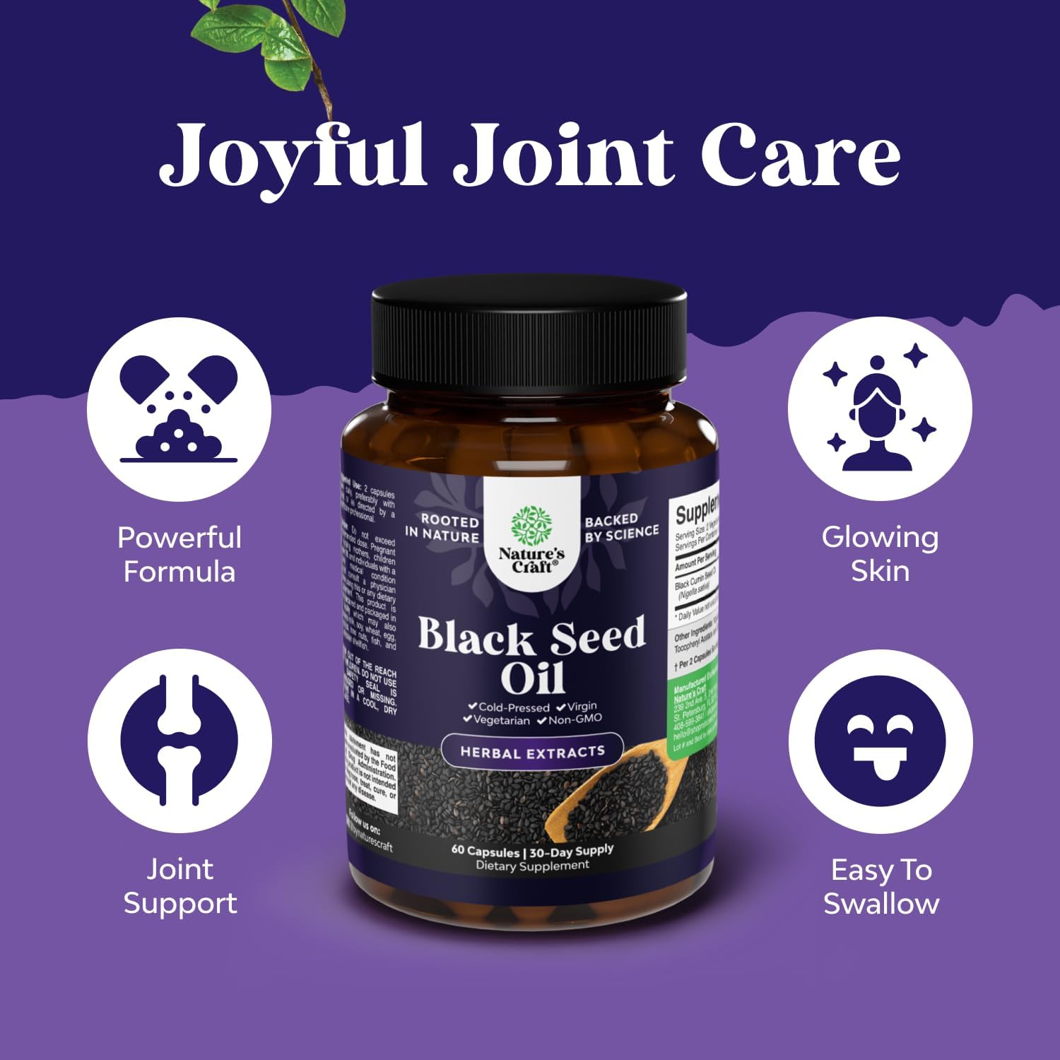 Vega Blac See Oi Capsule Col Presse Nigell Sativ Blac Cumi See Oi Capsule wit Omeg  Antioxidant an Thymoquinon fo Hai Growt Immun Suppor Join Healt an Digestion