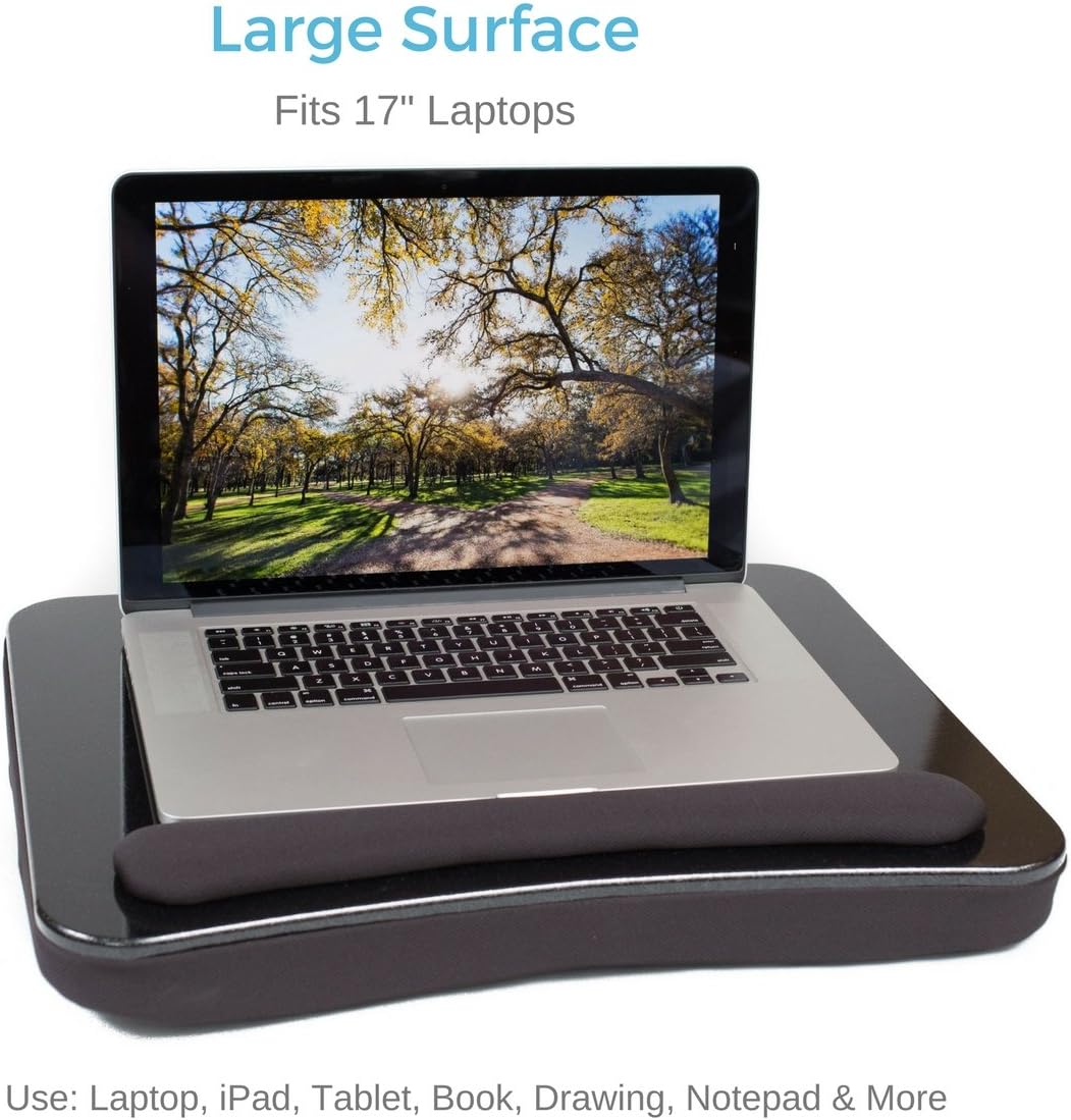 SOFI SA La Des w/Memor Foa Cushio Larg Surfac fo Crafts Readin fo Laptop u t 1 inche Cushione Tra fo Computer Keyboard Mouse Bed Couch Chair Padde Pillo Black