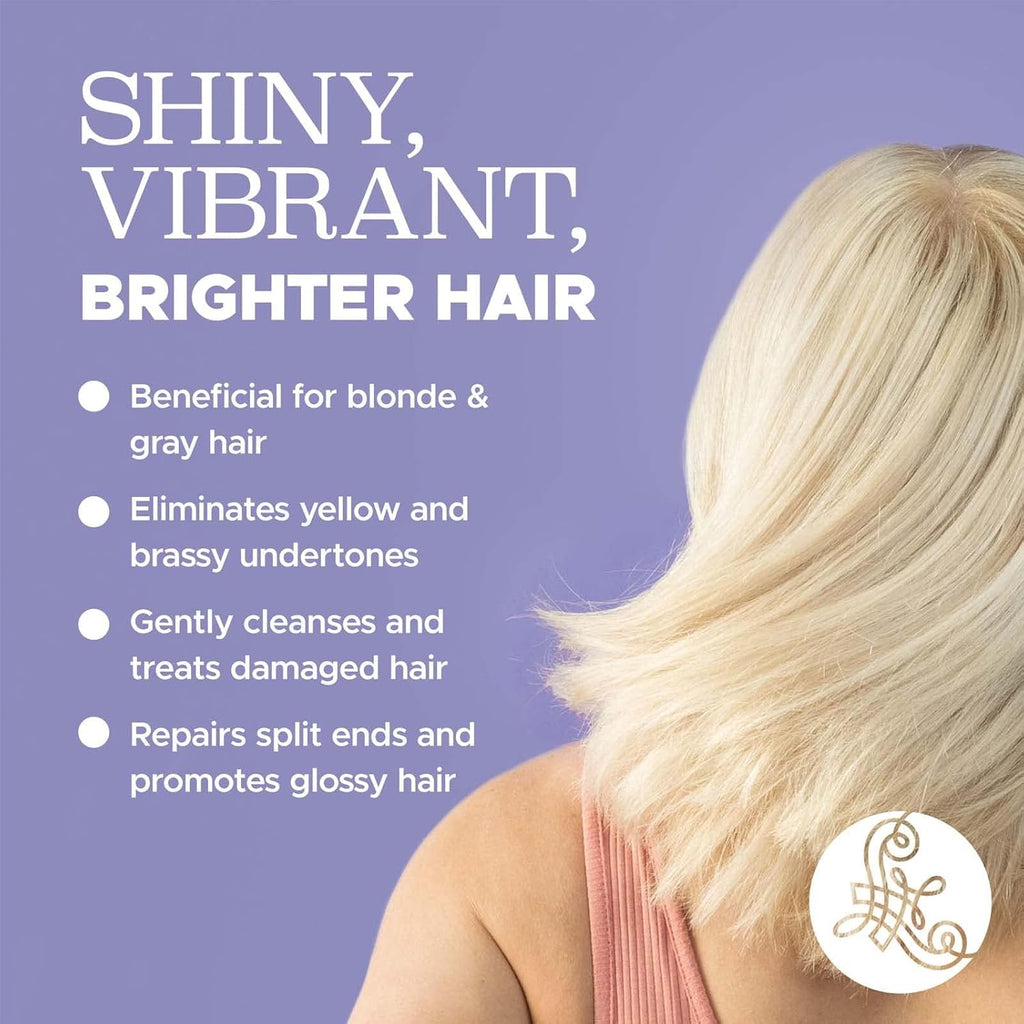 Luset Purpl Shampo an Conditione Se fo Blonde Gra Colo Treate Hai Sulfat Fre Parabe Fre Infuse wit Coco Nucifer Oi fo Curl an Damage Hai 2x16.9oz