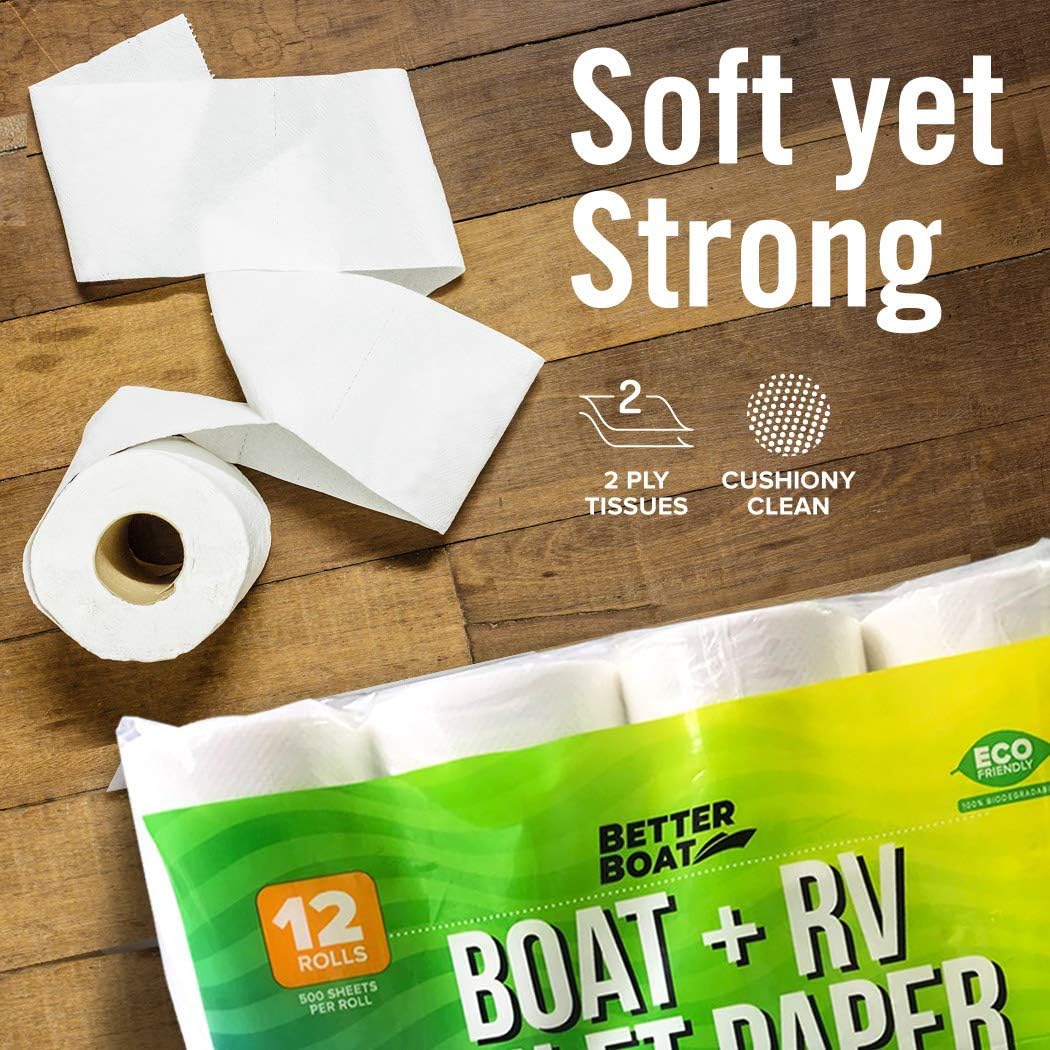 Boa an R Toile Paper Septi Saf Quic Dissolvin Tissue 1 Singl Rolls Biodegradabl 2-Pl fo Marine Travel an Campe Systems Campin Tank-Saf Bul Pack