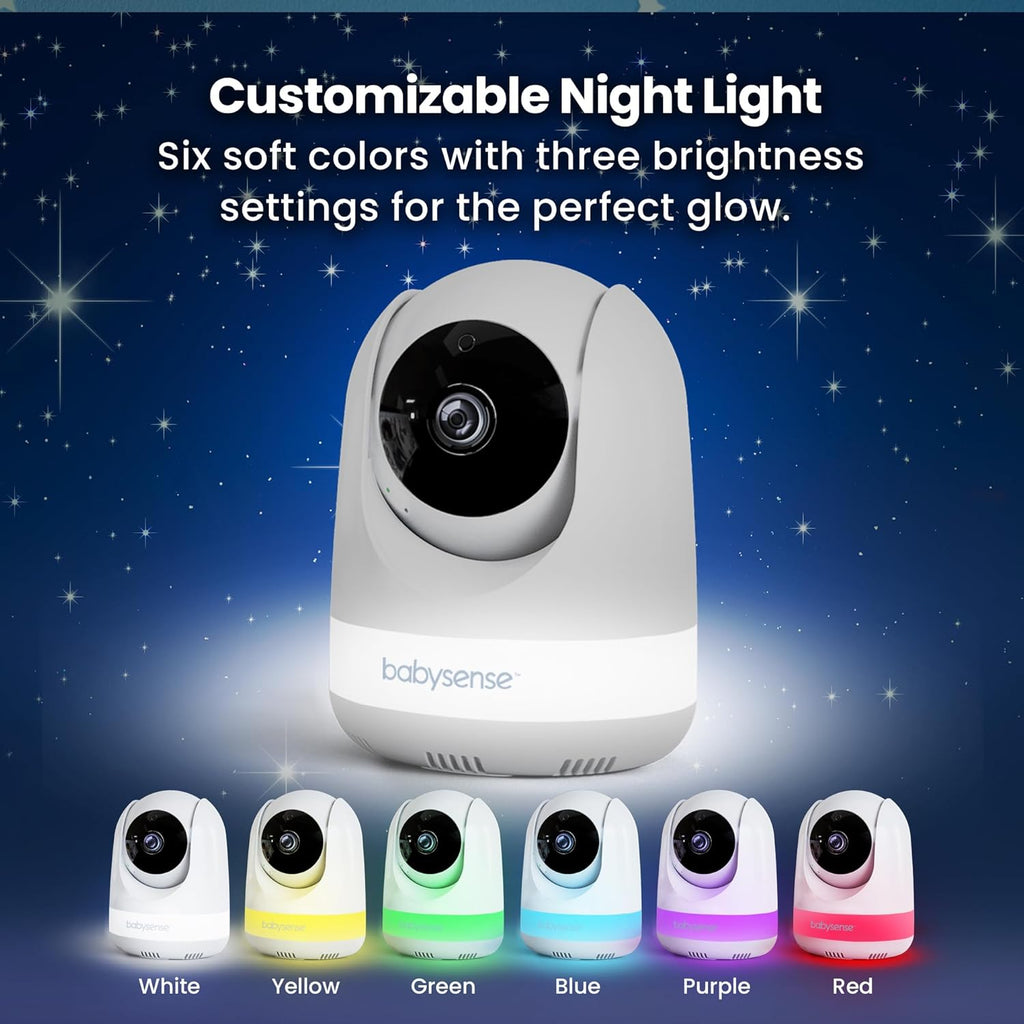 Babysense Full HD 5.5inch Split Screen Baby Monitor with 2 Cameras, 6-Color Night Light, White Noise, Sound Light Machine, 20-Hour Battery, Hack-Proof Non-WiFi Secure Connection