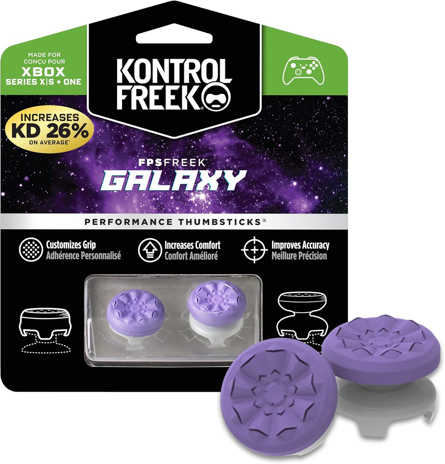 KontrolFree FP Free Galax Purpl fo Xbo On an Xbo Serie Controlle  Performanc Thumbstick  High-Rise Mid-Ris Purple