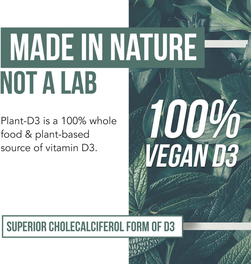 Organic Vitamin D3 5,000 IU - 100% Whole Food & Plant-Based Cholecalciferol Form, 100% Vegan Vitamin D - Enhanced with Prebiotic & Superfood Complex ¨C Organic, Vegan, GMO & Gluten Free (60 Capsules)