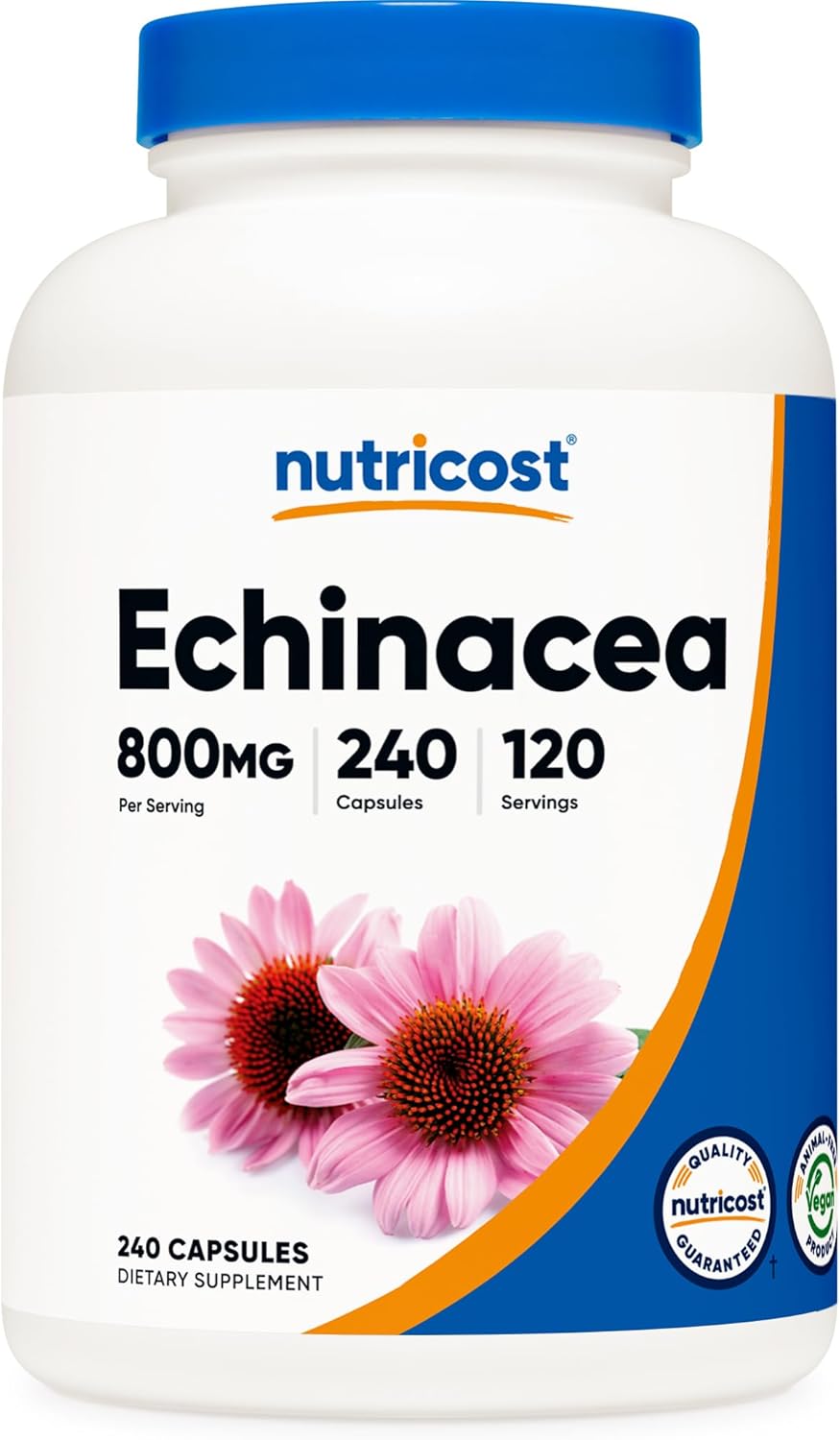 Nutricos Echinace 800mg 24 Capsule Vegetaria Caps No GMO Glute Free 12 Servings