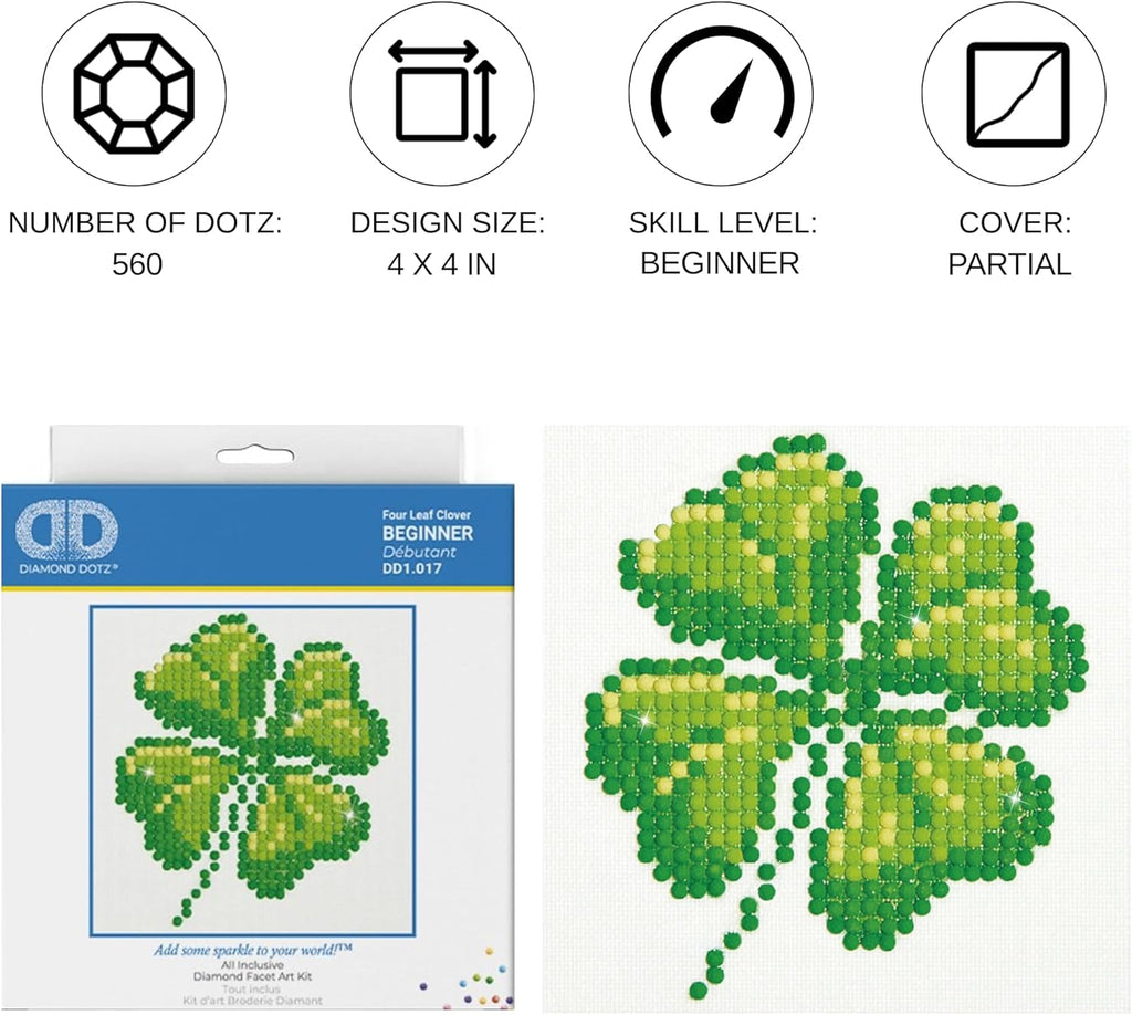 DIAMON DOT Fou Lea Clove Luck Diamon Paintin Kit fo Adult Diamon Ar Kit Relaxin Creativ Craf Ki wit Dot Gem 4inchx4inch