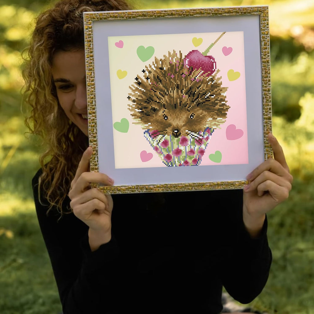 DIAMON DOT Lov Prickle Hedgeho Diamon Paintin Kit fo Adult Diamon Ar Kit Relaxin Creativ Craf Ki wit Dot Gem 12.6inchx12.6inch