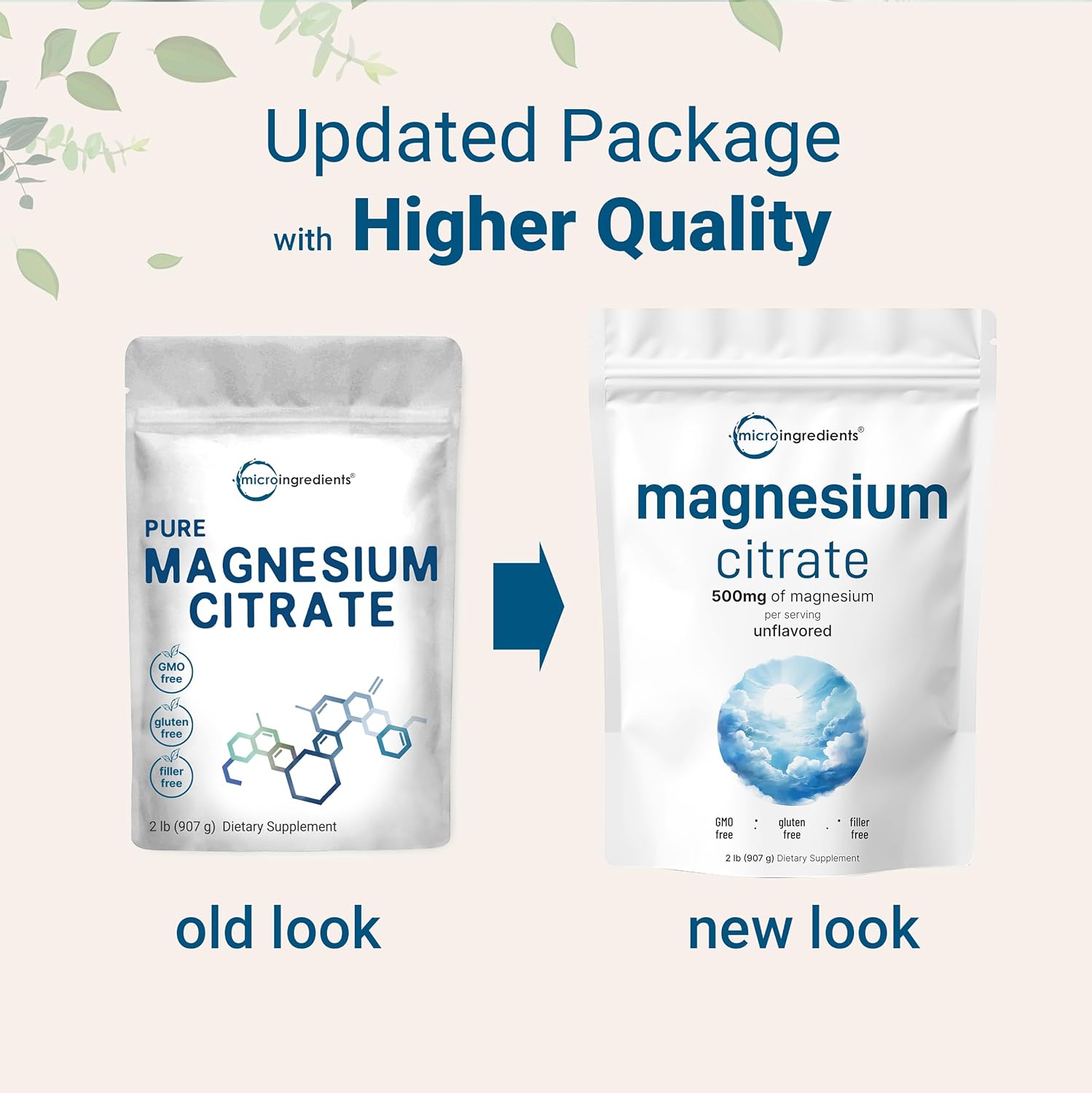 Pur Magnesiu Powder 2lb Magnesiu Citrat Powde Unflavore Relaxatio an Nutrien Utilizatio Easil Absorbe Non-GMO Vegan