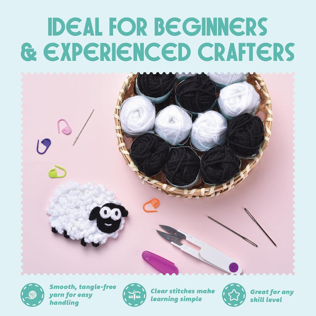 Mir Handcraft Croche Se fo Beginner 26 Yard Soft Premiu Acryli Yar fo Crochetin 1 Blac an Whit 10 Skein Strong Lightweigh Yar fo Knittin an DI Craft fo Kid Adults