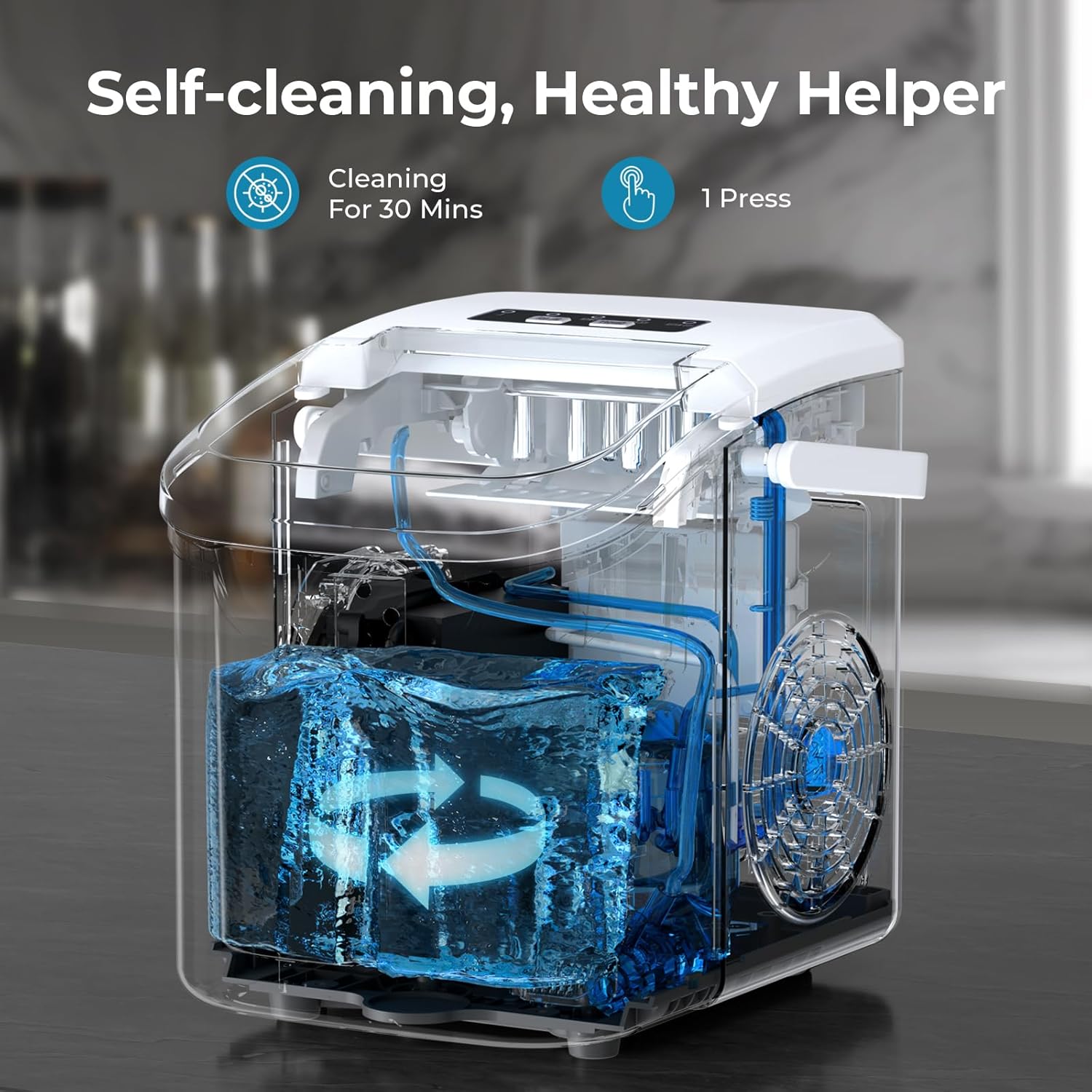 Counterto Ic Maker 2 lbs/Da ic Production Sizes ic Cube i Minute Portabl Mini Energ Efficient wit Basket/Scoo fo Home/Party/Travel/Camping/Bar