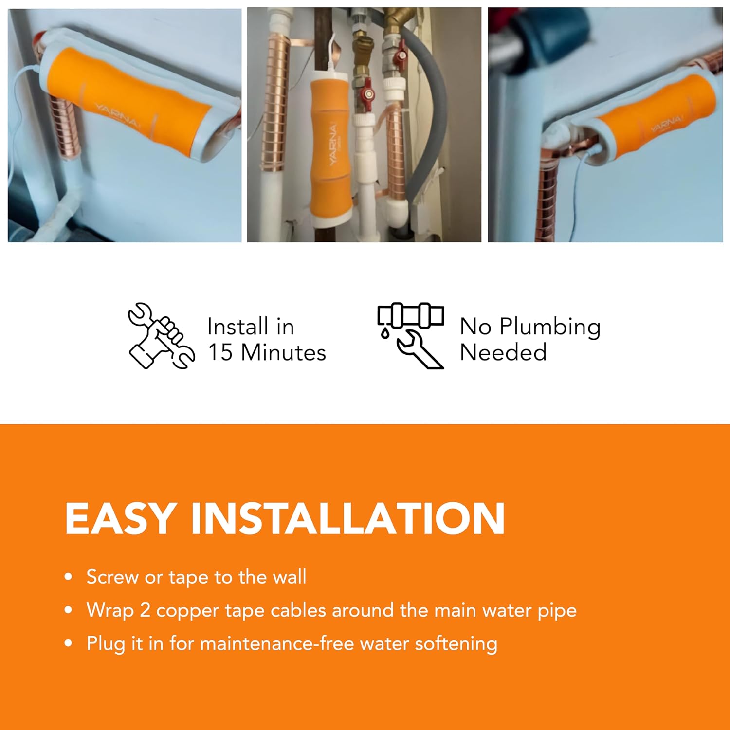 Capacitiv Electroni Wate Descale Whol Hous Solutio No-Sal Softene System Reduce Limescal Effect an Minera Buildup Compatibl wit Pipe U t Inch Mode CWD24
