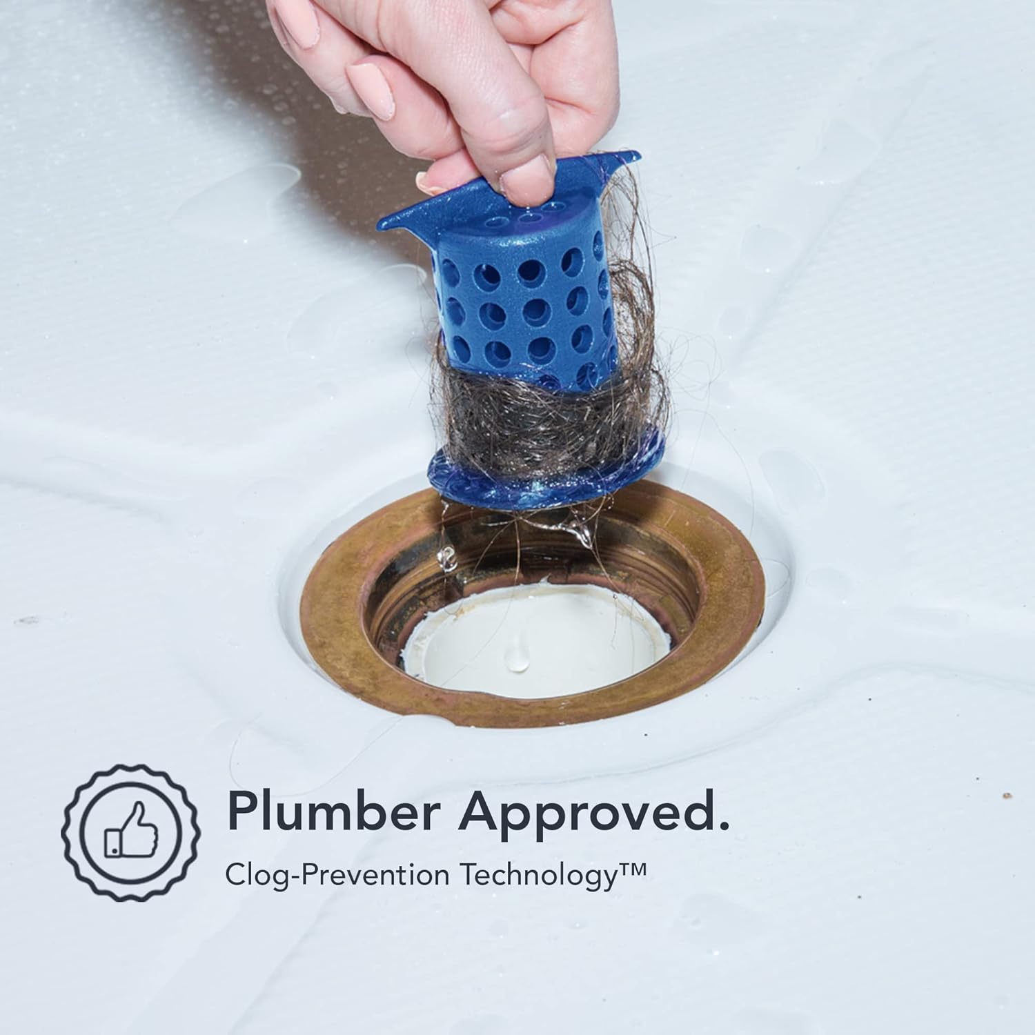 ShowerShroom the Revolutionary 2inch Stand-Up Shower Stall Drain Protector Hair Catcher/Strainer, Blue